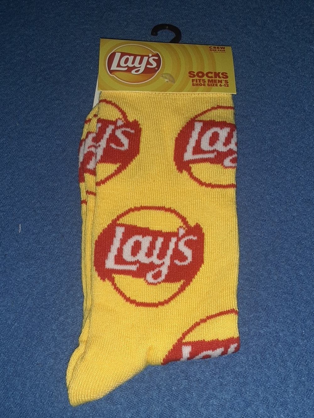 Lay's Logo Crew Socks in Yellow with Red Accents